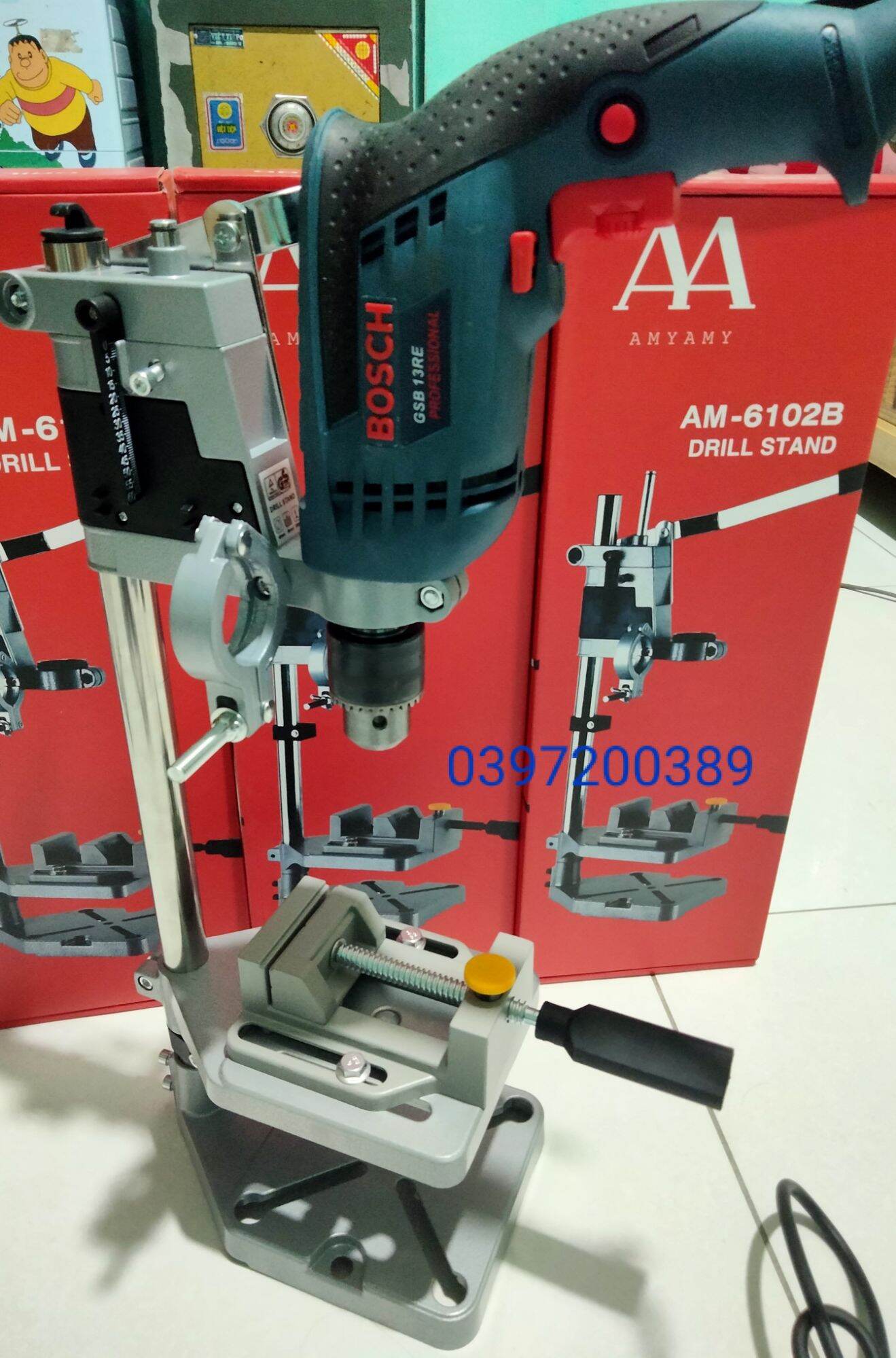 Khung gắn máy khoan cầm tay 2 tầng có kèm eto