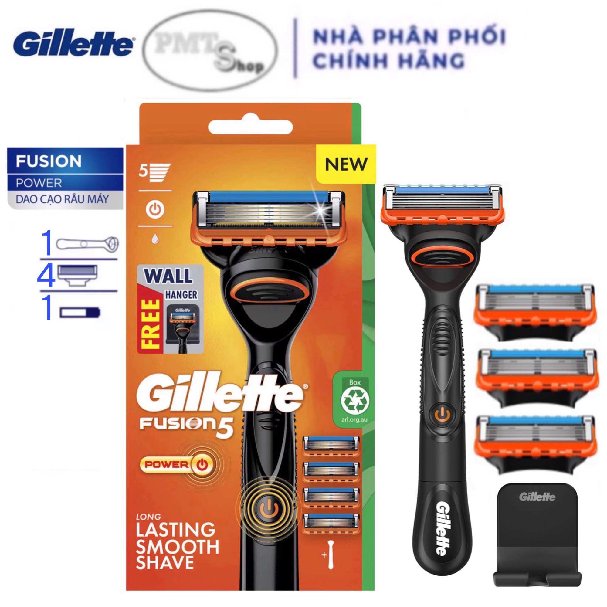 Dao cạo râu 5 lưỡi Gillette Fusion5 + 1 Power có thể thay lưỡi Fusion Razor