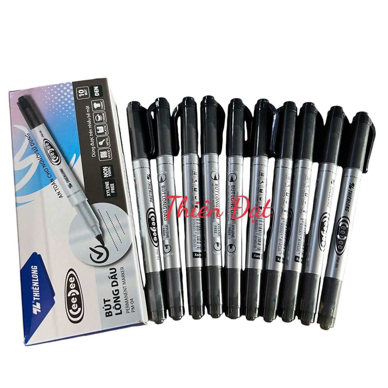 Hộp 10 Bút Lông Dầu Nhỏ 2 Đầu PM04