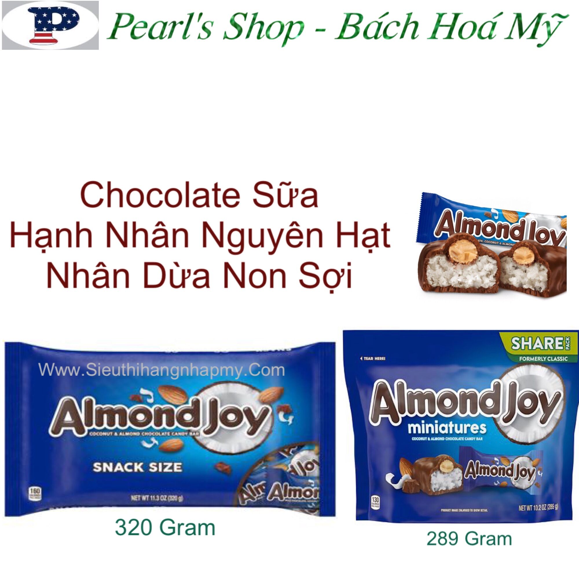 Socola dừa hạnh nhân almond joy date 09/2023 bill mỹ