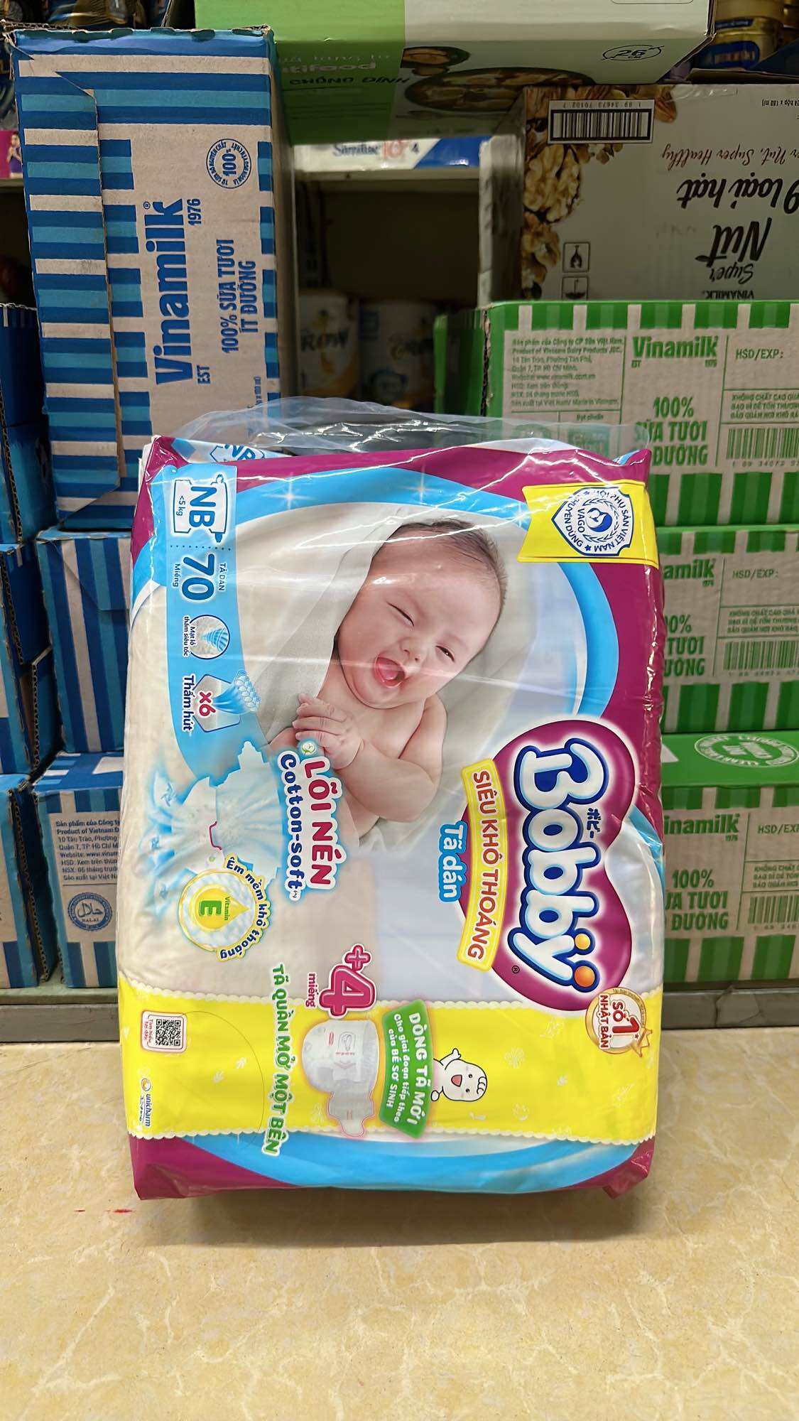 Tả Dán Sơ Sinh BOBBY SIZE XS 70 MIẾNG (dưới 5kg)
