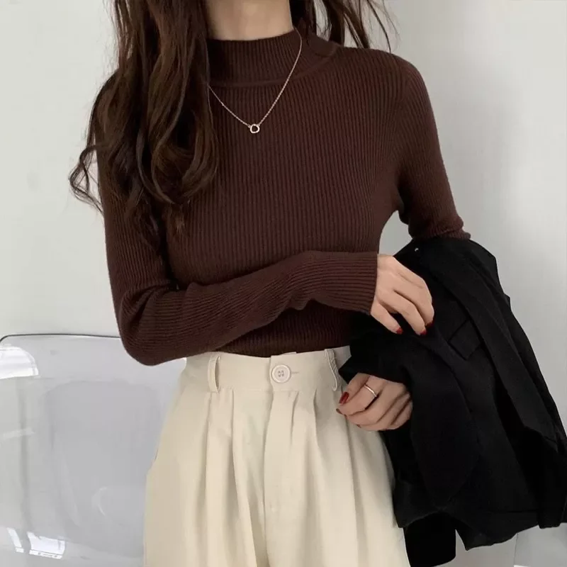 Áo len thu đông tay dài cổ đứng