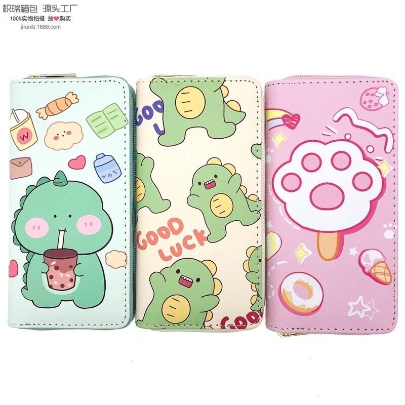Ví dài kute in hình khủng long chipi xinh xắn