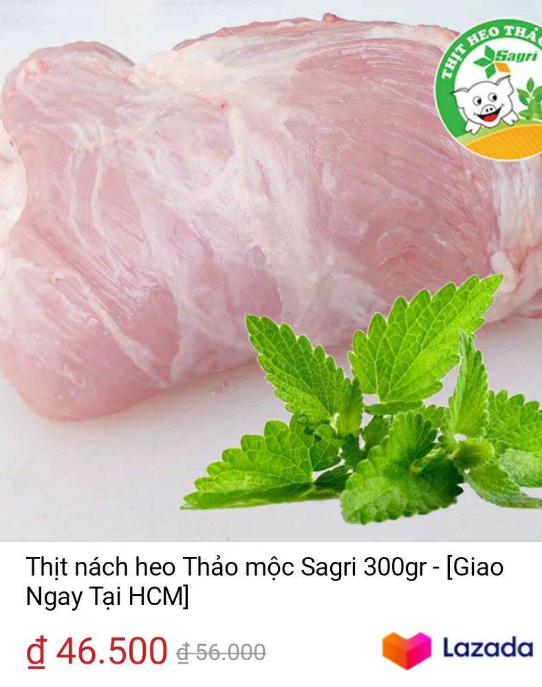 Thịt nách heo Thảo mộc Sagri 500gr - [Giao Ngay Tại HCM]