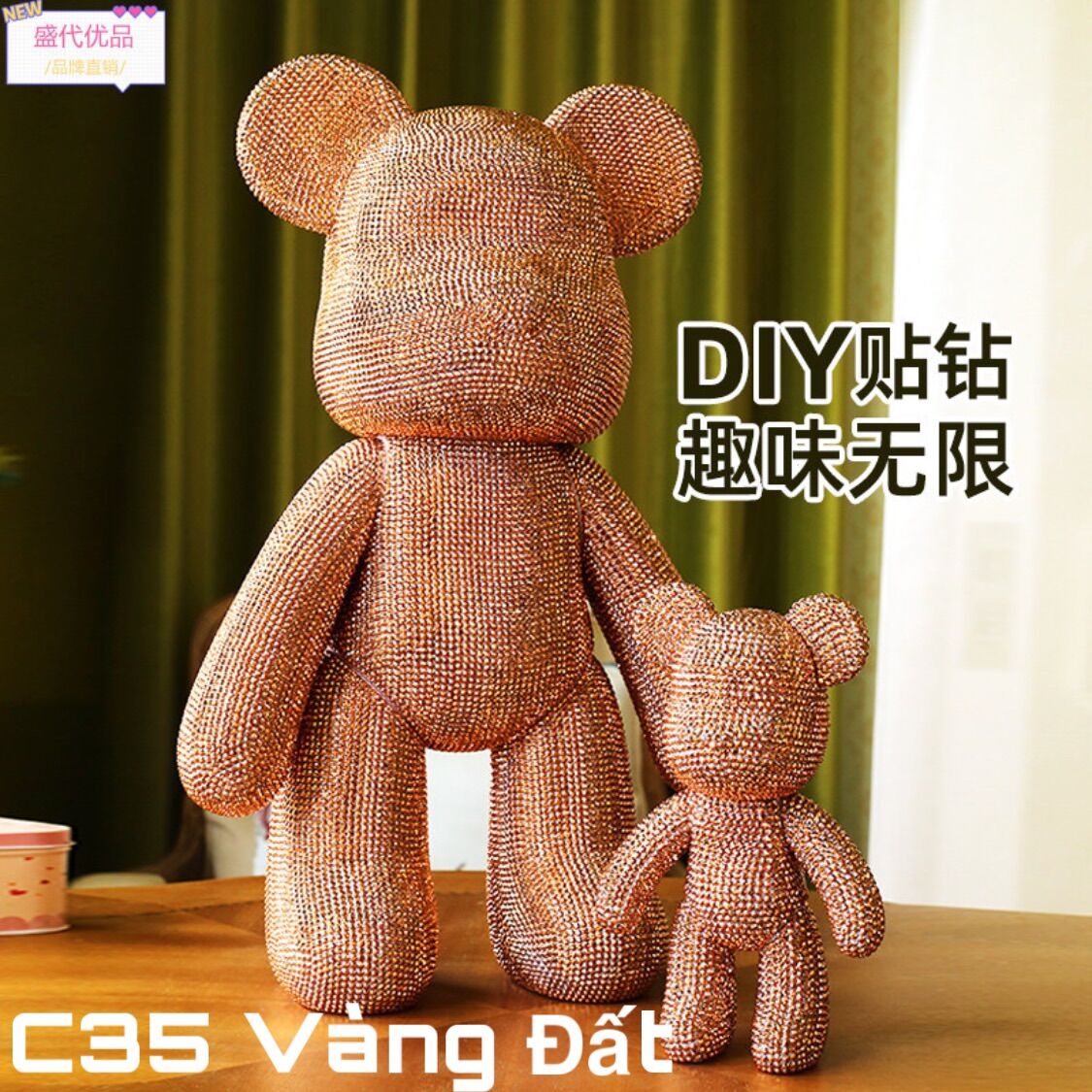 Gấu Đính Đá- BearBrick Đính Đá Nhiều Màu Đa Dạng Size 23cm