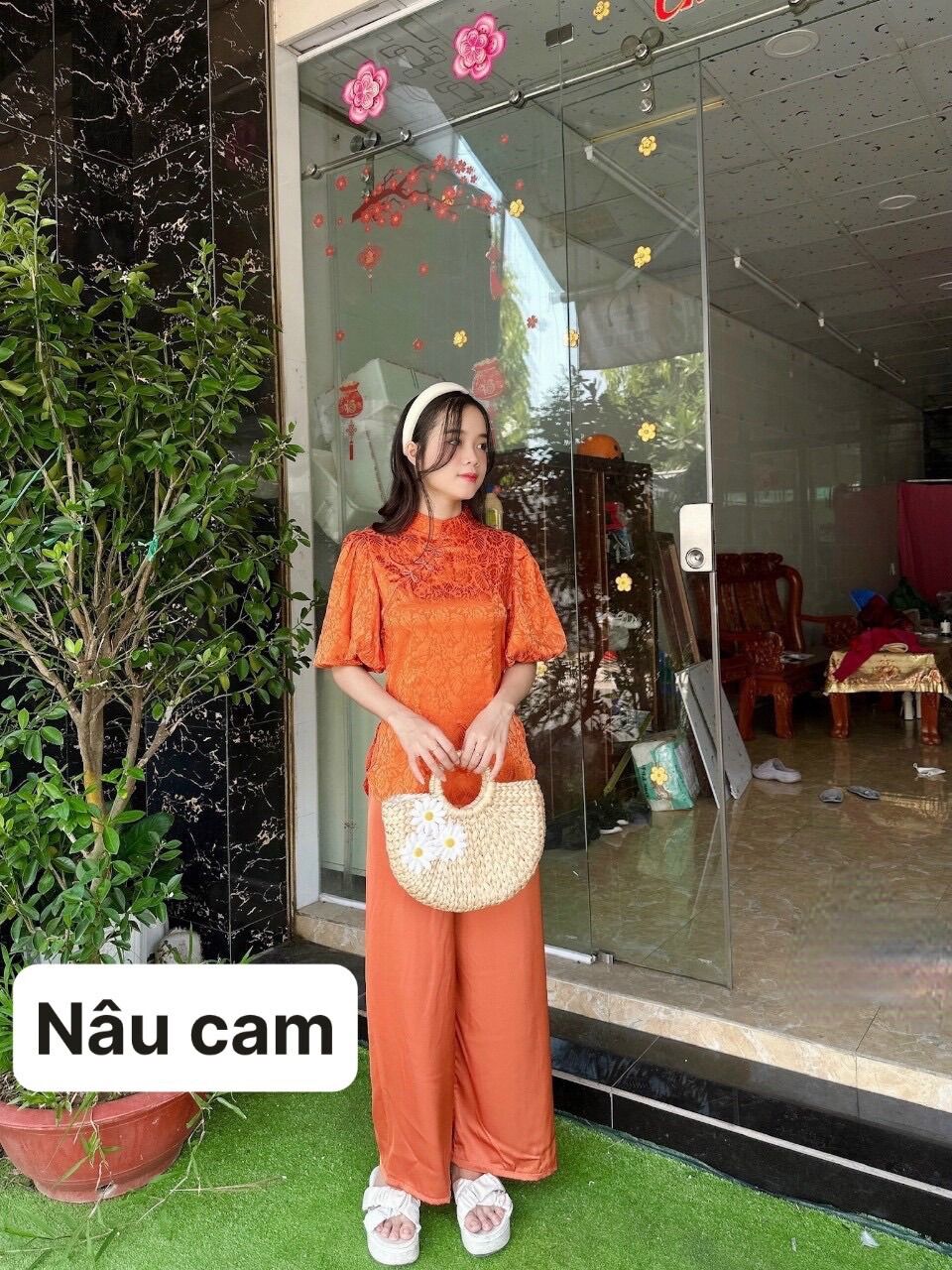 Đồ lam đi chùa _ Mẫu Gấm Tay Phồng ( vãi gấm )