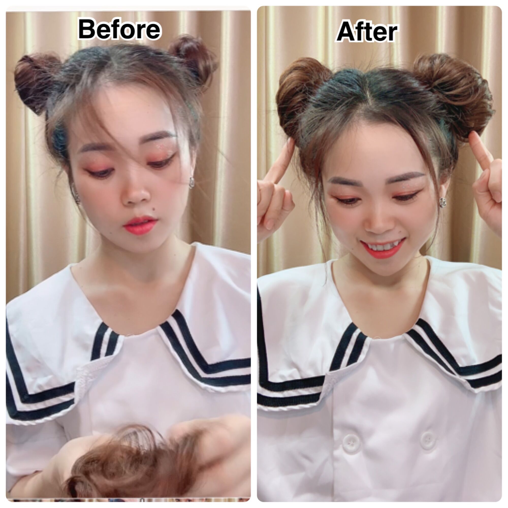 Set 2 Búi tóc giả, búi cột thẳng dùng để búi củ tỏi hoặc búi natra