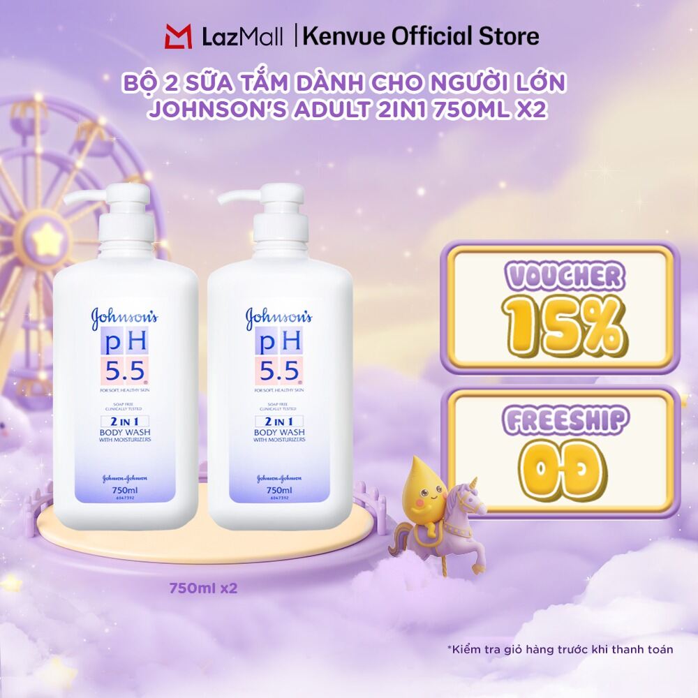 Combo 2 Sữa Tắm Người Lớn 2 Trong 1 Johnson's Adult Ph5.5 - Dung Tích 750mlx2