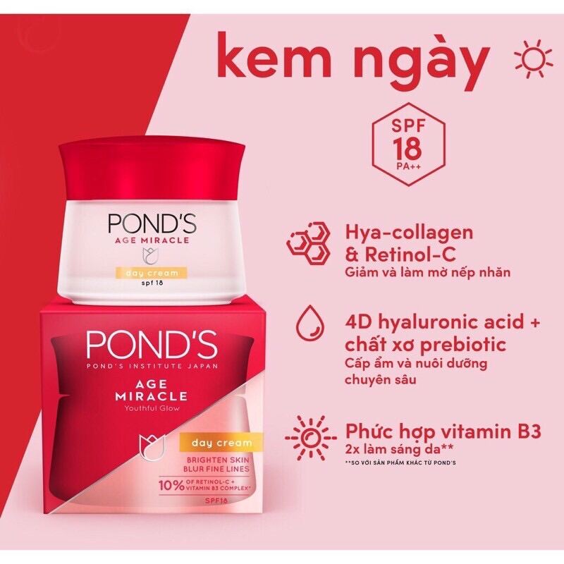 [Hcm]Kem Chống Lão Hóa Ponds Age Miracle Ban Ngày Spf 18 Pa++