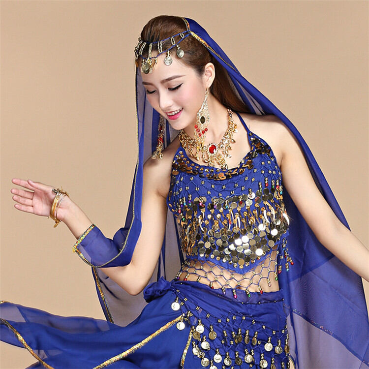Mei Niang Belly Dance Suit Performance Wear Performance Costume Indian Dance Costume Top Small Pepper Color Bell Apron Female
