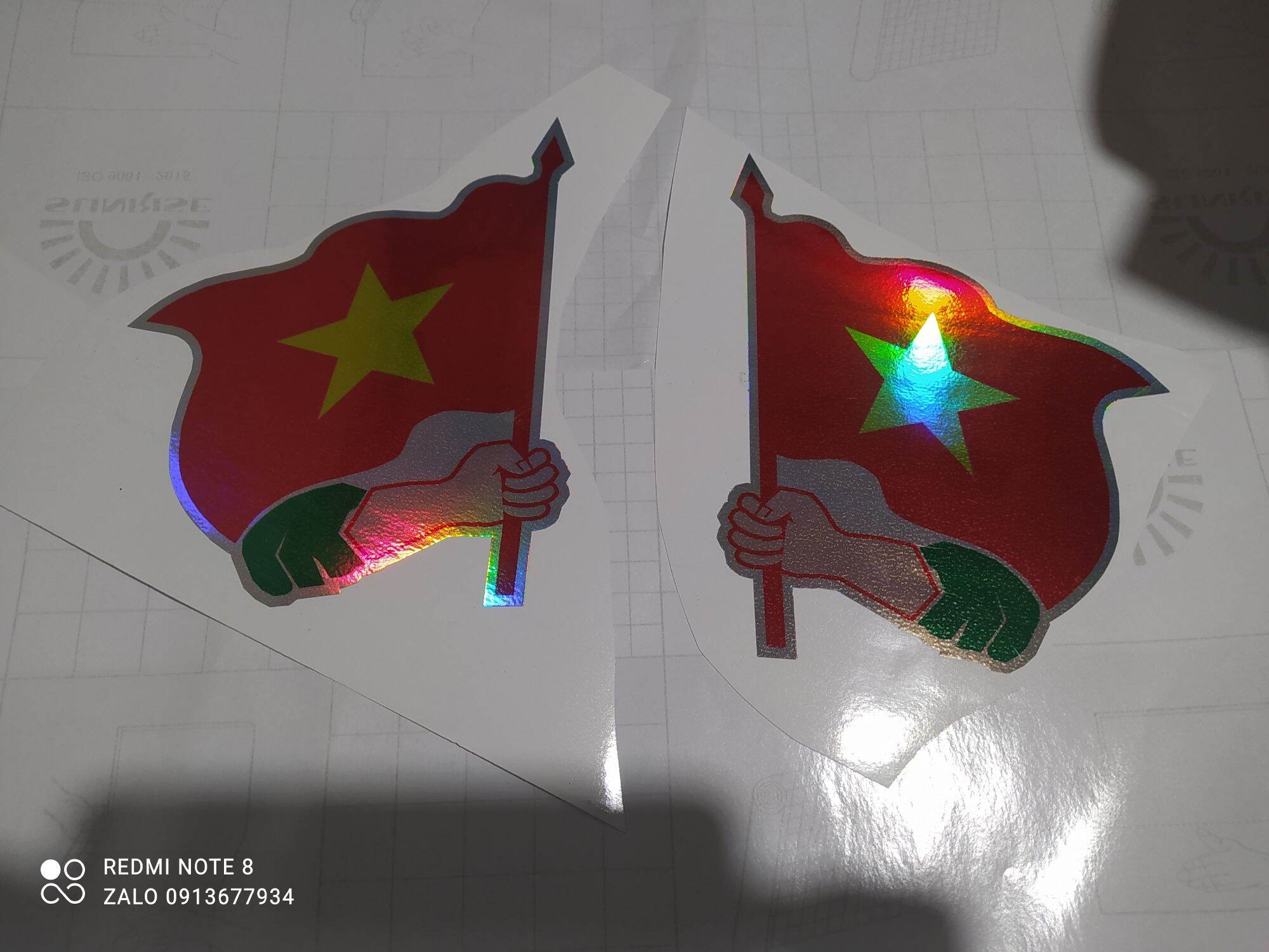Cặp Tem decan bảy màu mẫu cờ thanh niên dán trang trí xe tải