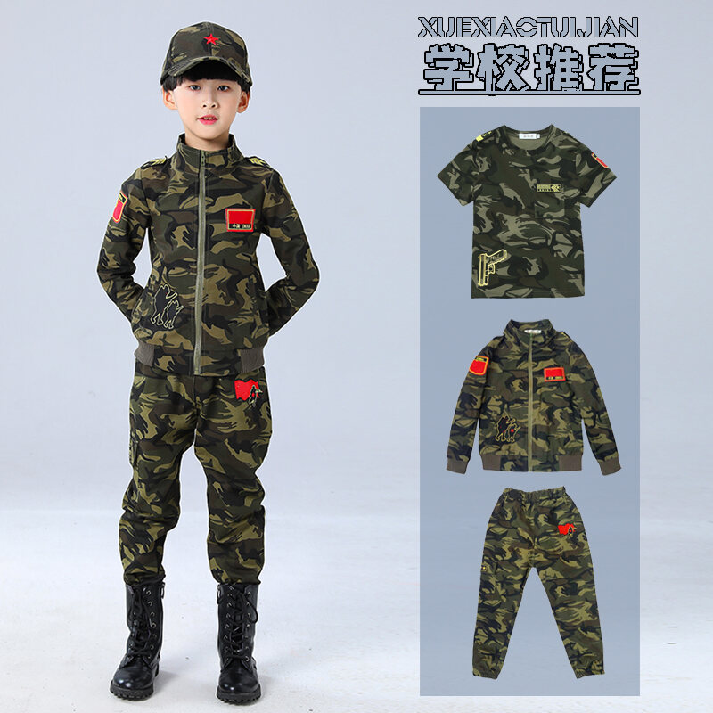 Bộ Quần Áo Quân Đội Cho Trẻ Em Bộ Đồ Bộ Đội Mùa Xuân Thu Cotton Nguyên Chất Bộ Đồ Bộ Đội Cho Bé Trai