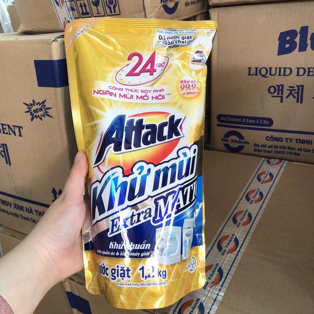 Túi nước giặt khử mùi Attack Extra MATIC Vàng 1200g