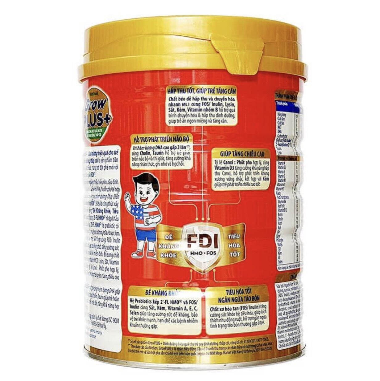 [HCM]Sữa bột nuti GrowPlus+ đỏ suy dinh dưỡng 1+, 2+  lon 900g (trẻ từ 1 tuổi trở lên)