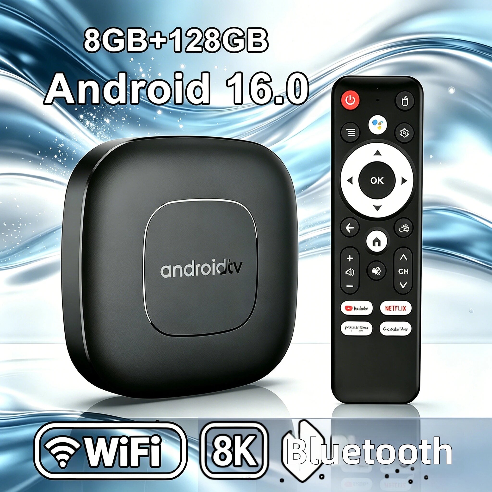 Hộp Giải Mã Truyền Hình Android 16 T1 Hỗ Trợ Video 8K HD, Wifi Băng Tần Kép, BT5.4, Bộ Nhớ Tối Đa 128GB, Điều Khiển Bằng Giọng Nói, Phù Hợp Để Phát Lại Đa Phương Tiện Tại Nhà