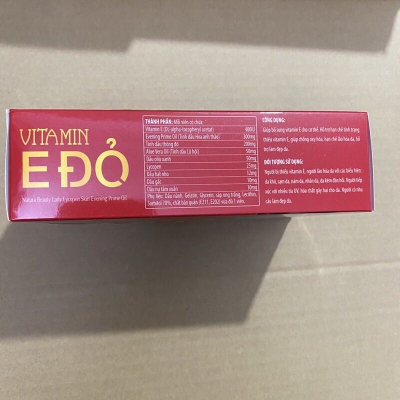 Viên uống trắng da mờ nám Vitamin E đỏ 2000iu - Vitamin E đỏ Natura Beauty Lady Lycopen Skin - Vitamin E400iu