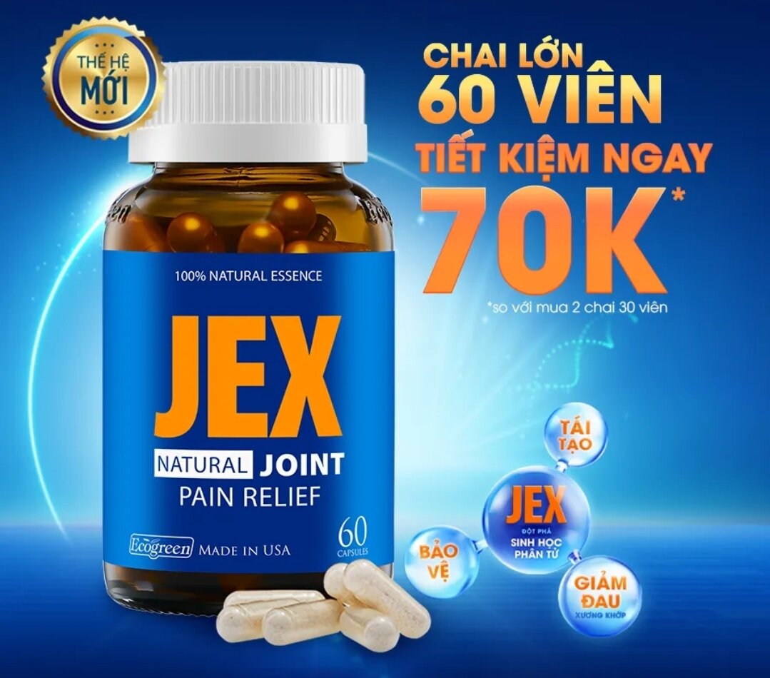 CHÍNH HÃNG Viên Uống Bổ Khớp Jex Natural Joint Pain Relief Ecogreen 60