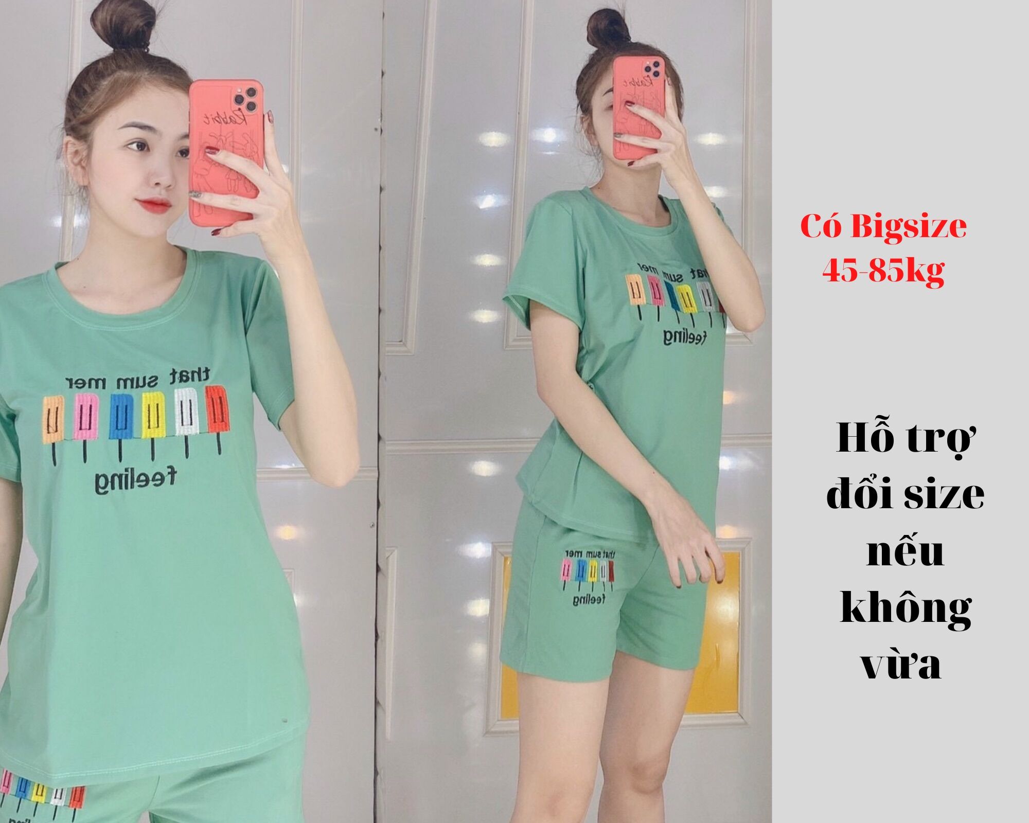 Set bộ đồ bộ lửng mặc nhà thun cotton dễ thương