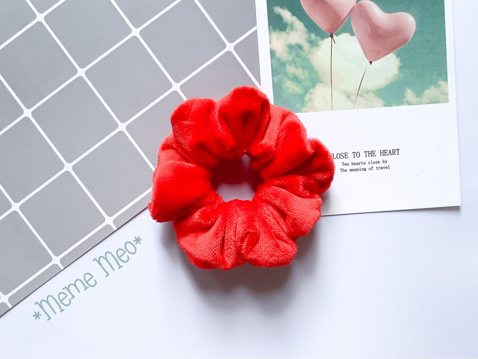 Combo scrunchies dễ thương, đồ cột tóc vải lông, size nhỏ