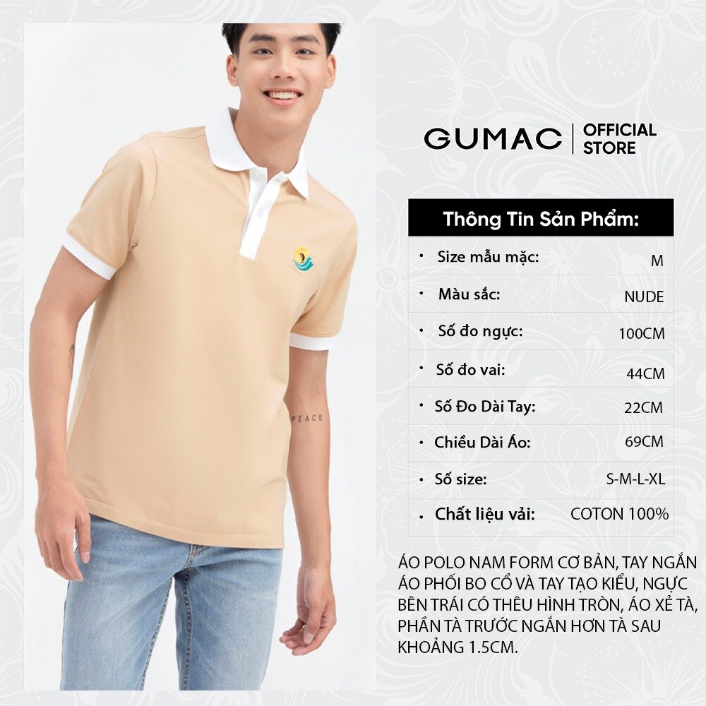 Áo thun polo nam Gumac bo cổ