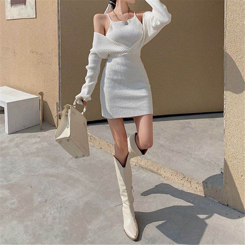 váy len body hở vai sexy