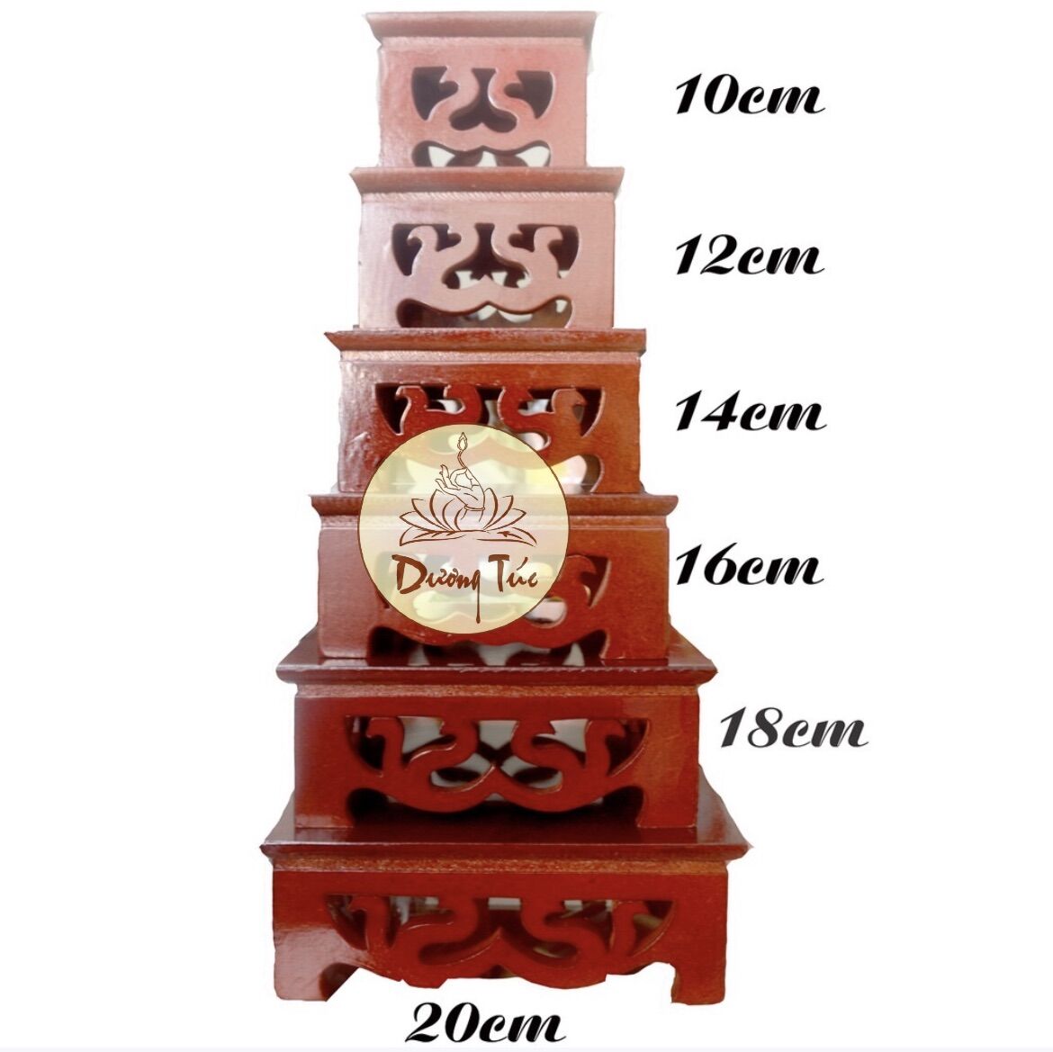 Đôn Gỗ Vuông Khắc Đặt Tượng Thờ nhiều cỡ.