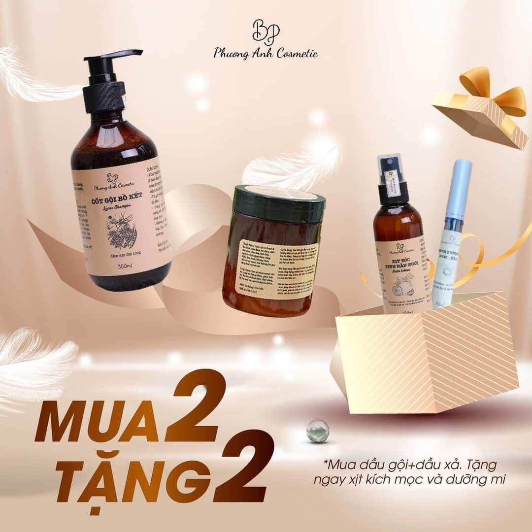 Cốt gội bồ kết ủ xả bưởi dừa tặng ngay xịt bưởi + dưỡng mi + kẹp tóc và 3 nạ nhau thai cừu
