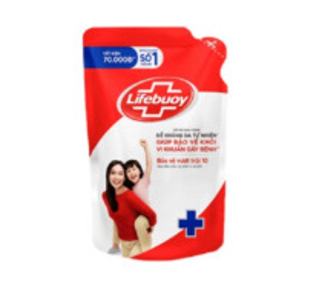 {tặng bình có vòi đựng sữa}sữa tắm sạch khuẩn Lifebuoy Bảo Vệ Vượt Trội 10 - Túi 850G