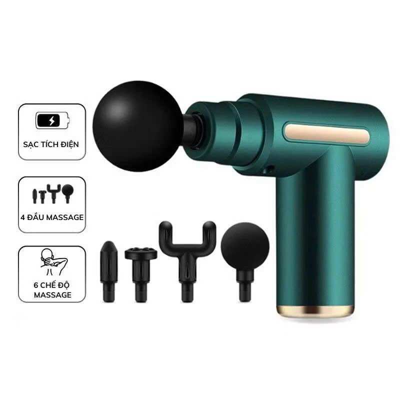 Máy massage cầm tay mini 4 đầu 6 chế độ giảm đau nhức cơ