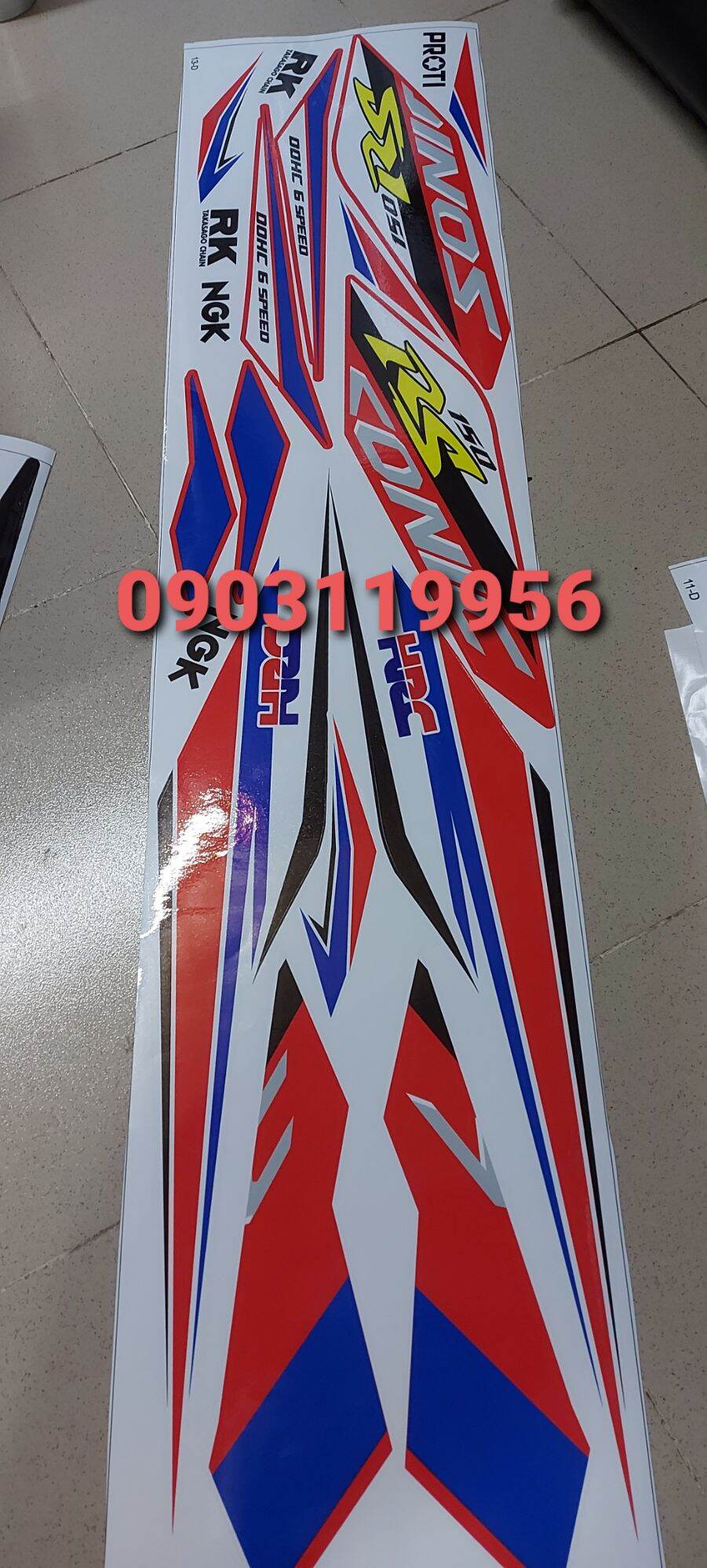 tem rời sonic 150 trắng đỏ