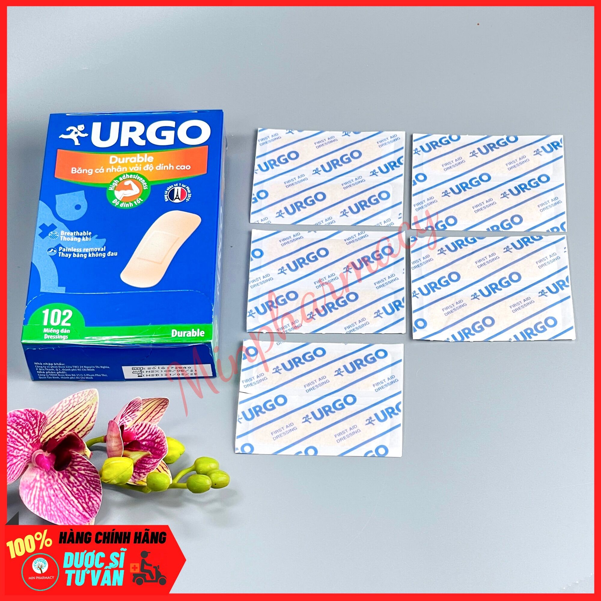 Băng cá nhân vải độ dính cao Urgo Durable (100 miếng/hộp) - Minpharmacy