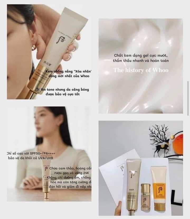 SET CHỐNG NẮNG CHỐNG NHĂN WHOO 50 ml