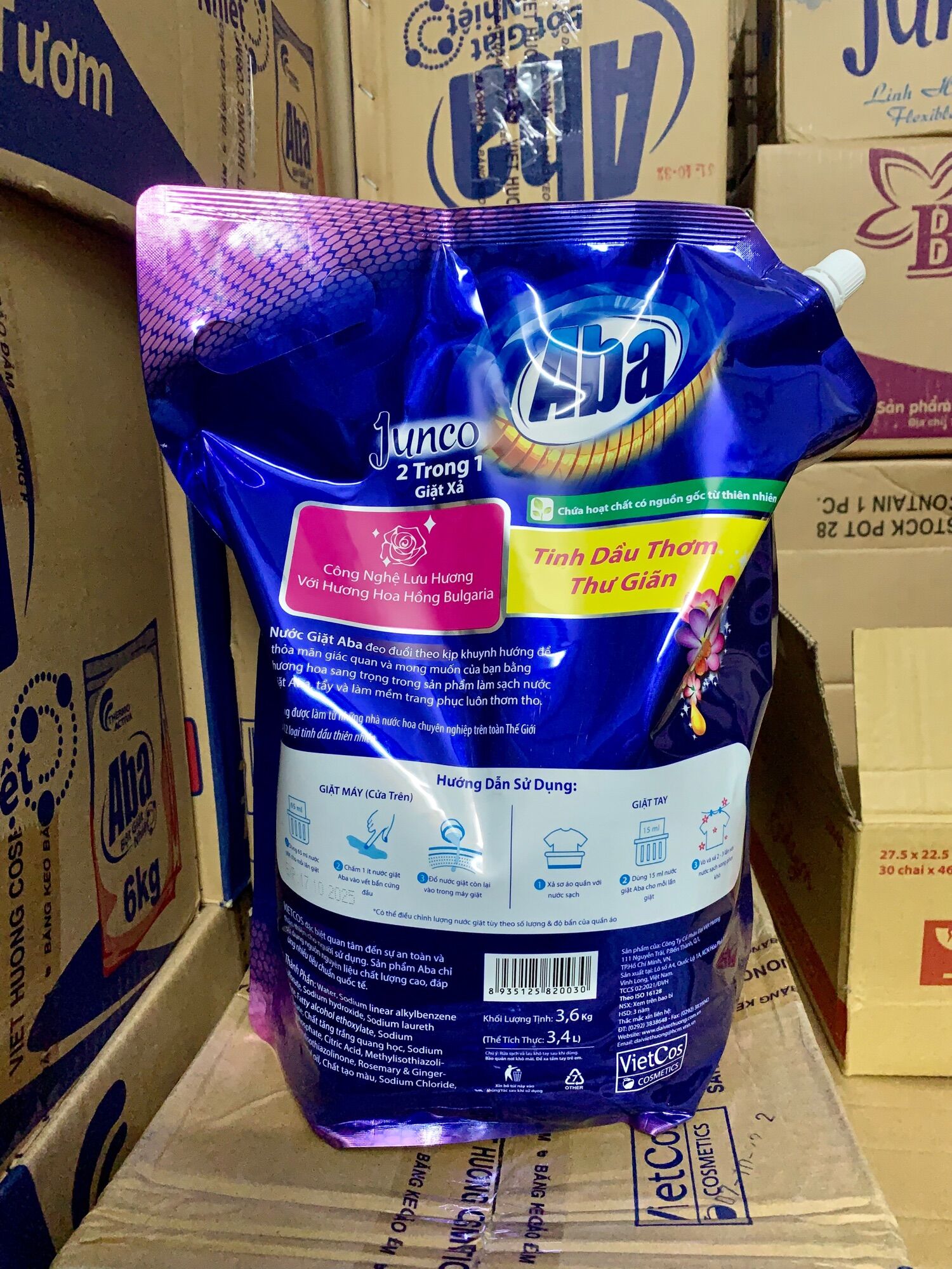 Nước giặt Aba túi 2in1 3,6kg hồng