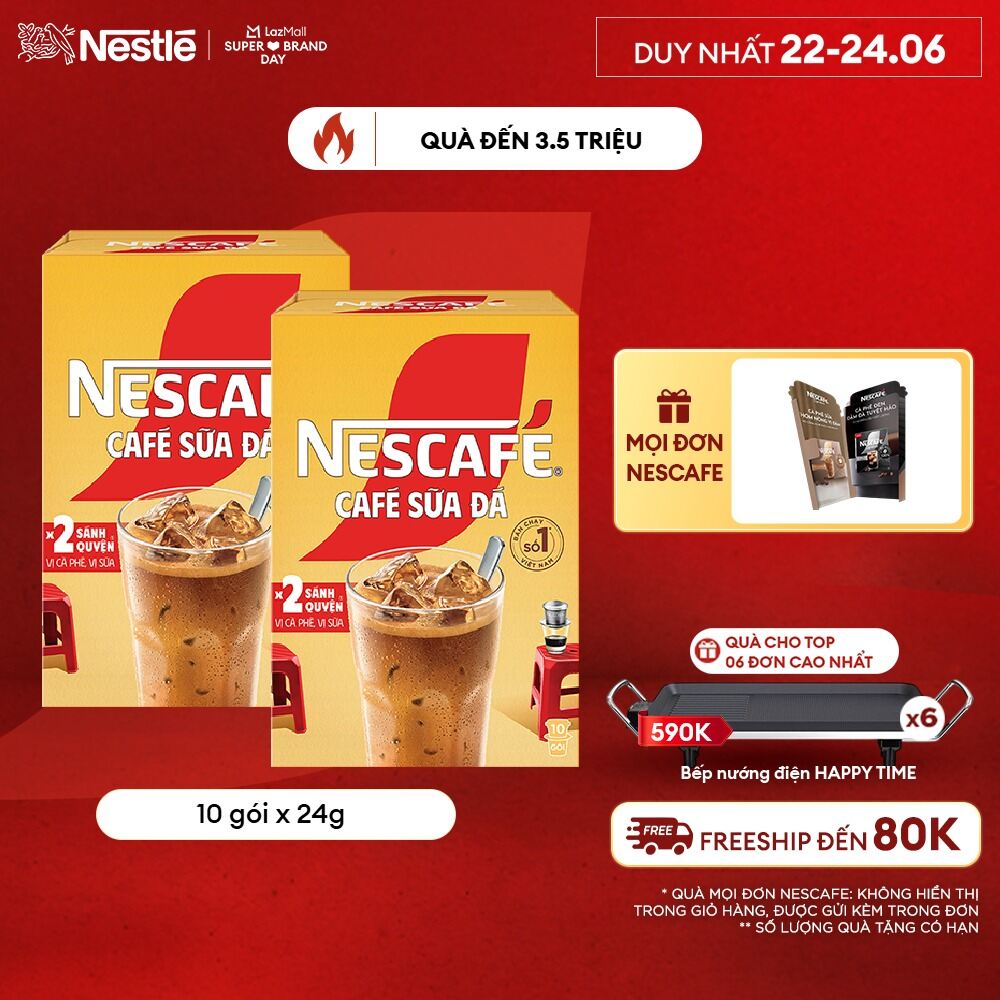 [FREESHIP TOÀN QUỐC] Combo 2 Hộp Cà phê Hòa tan NESCAFÉ CAFÉ SỮA ĐÁ 10 gói Nhân đôi sánh quyện