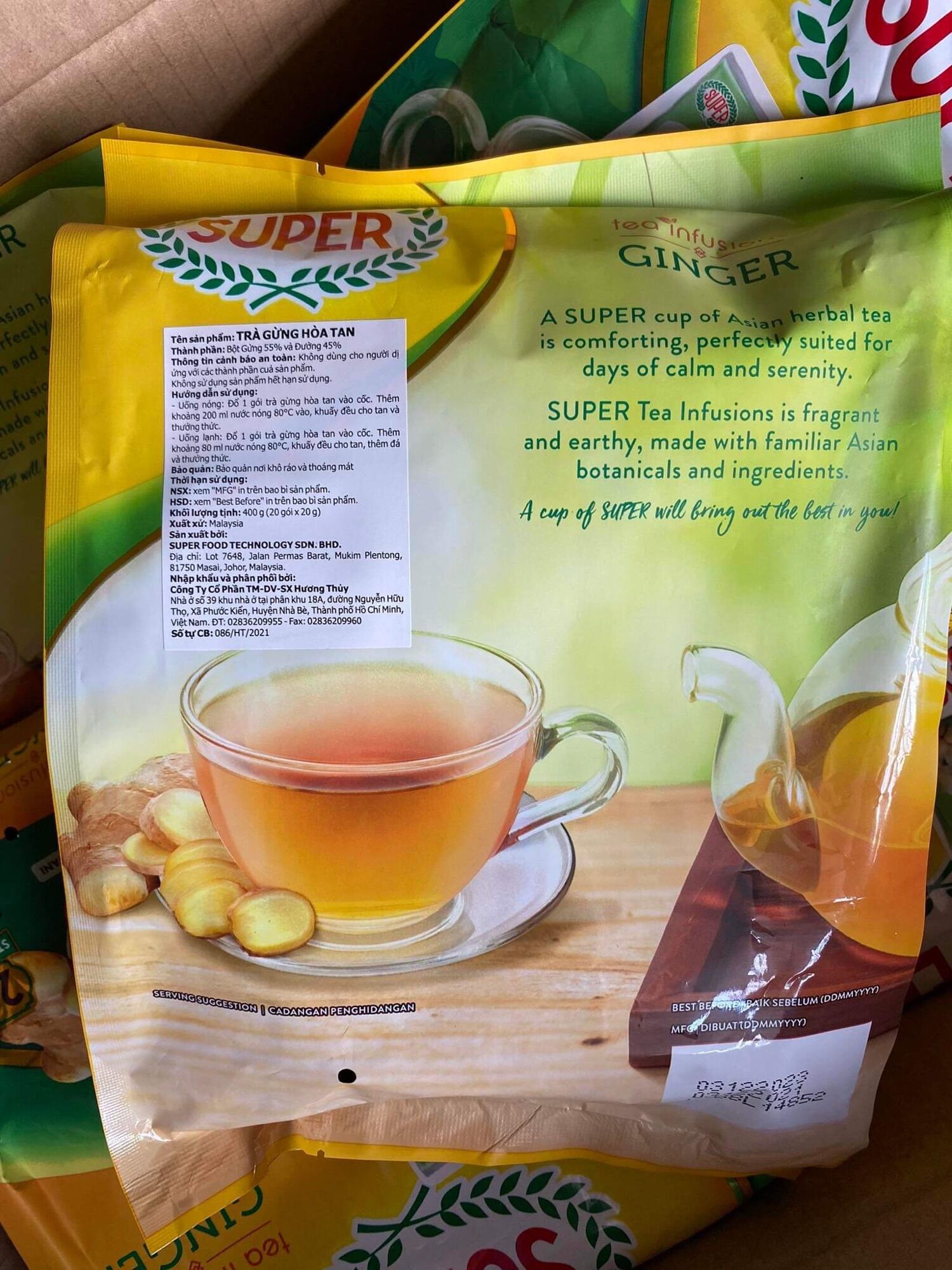 Trà gừng hòa tan super 400g( 20gx 20 gói) date 3/1/2025