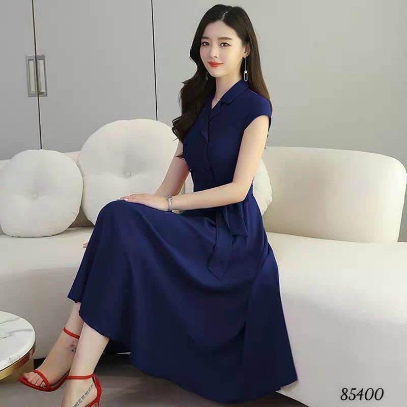 Đầm xòe dự tiệc cổ vest cột eo sang trọng