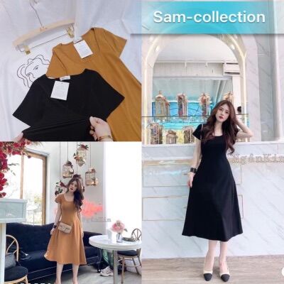 Váy xoè cổ vuông tay cộc❤️Đầm dáng xoè cổ vuông ngắn tay❤️