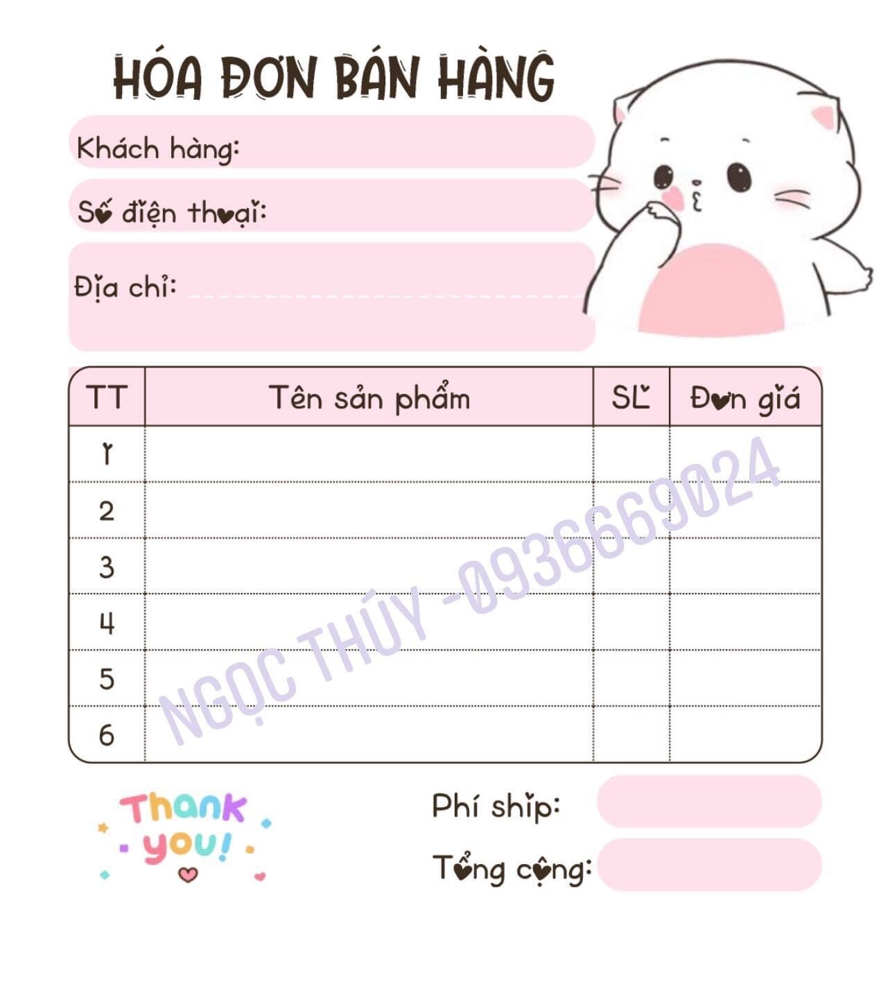 BILL HOÁ ĐƠN MINI ( 1 CUỐN - 2 LIÊN)
