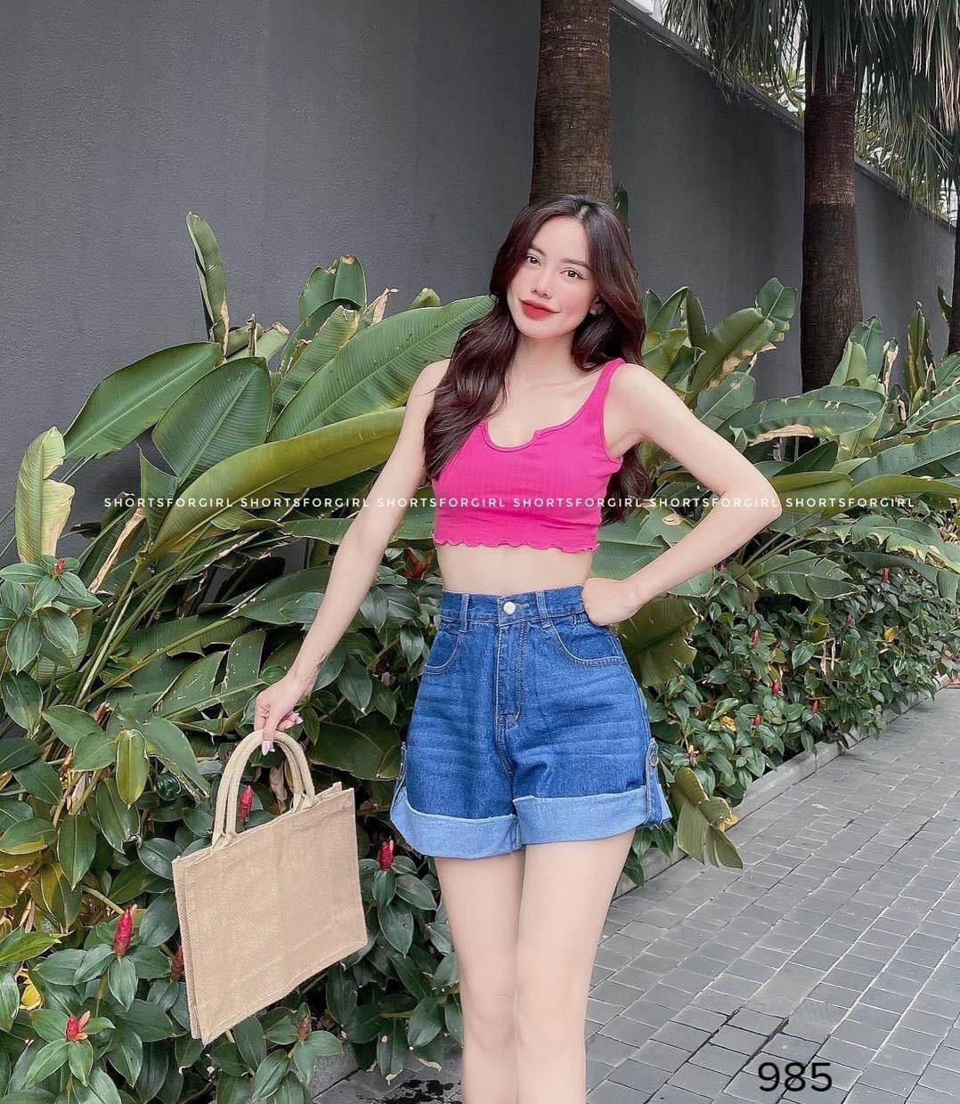 Quần sort cuốn lai bigsize lưng cao xinh