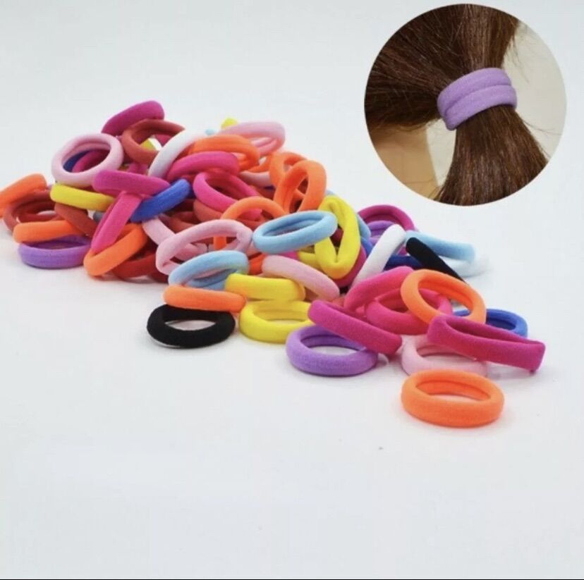 set 100 cọng thun cột tóc co giãn tái sử dụng