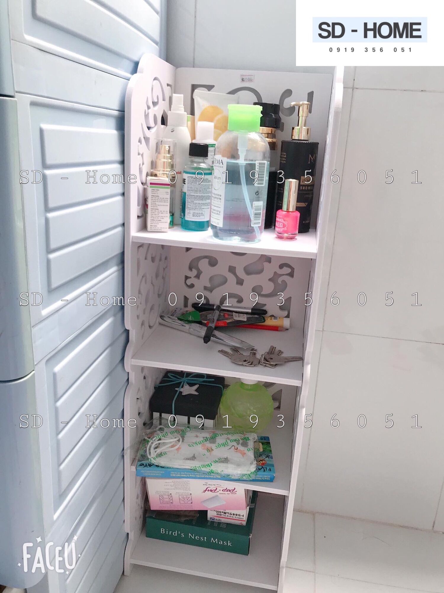 [HCM]Kệ Gỗ 4 Tầng Hoa Văn Sang Chảnh