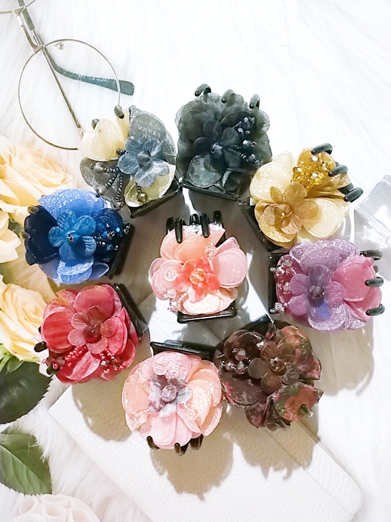 kẹp càng cua 5 răng đính hoa nữ tính