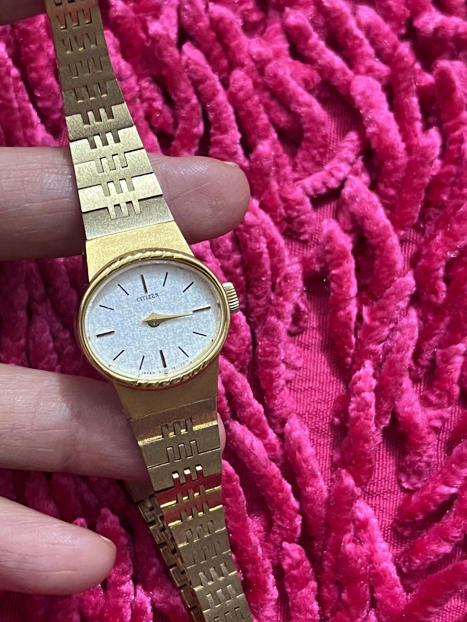 Đồng Hồ Nữ hiệu Citizen Cơ lên Cốt mạ vàng Dây Lụa hàng si