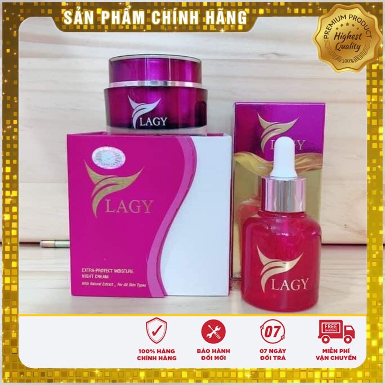 Combo YLAGY 2 sản phẩm gồm Kem Face Collagen và Serum Tảo Non