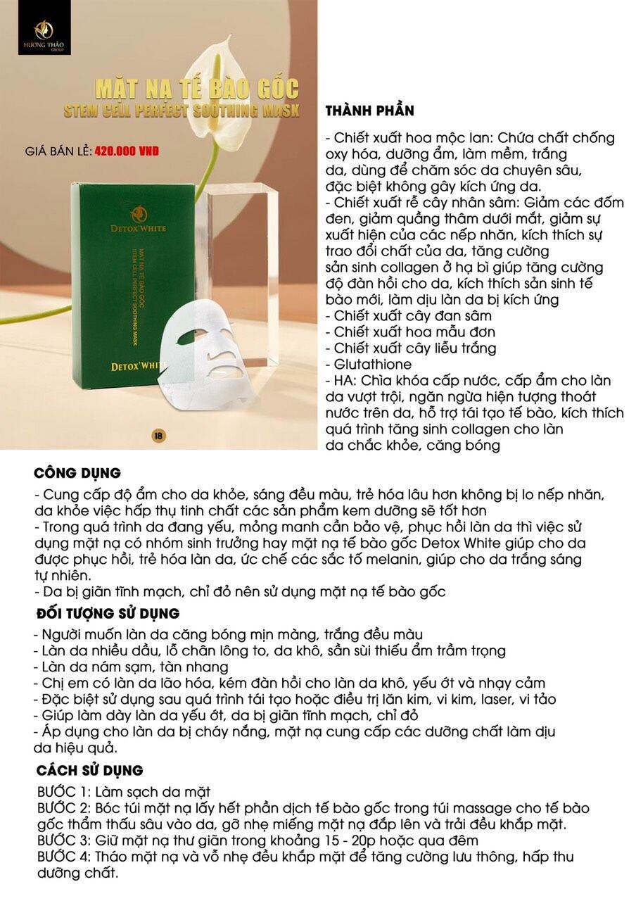 MẶT NẠ TẾ BÀO GỐC DETOX WHITE