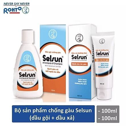 Combo Gội Xả Selsun Gồm 1 Gội Selsun 1% 100 Ml Và 1 Tube Xả Selsun 100 Ml Sản Xuất Bởi Rhoto Mentholatum Việt Nam