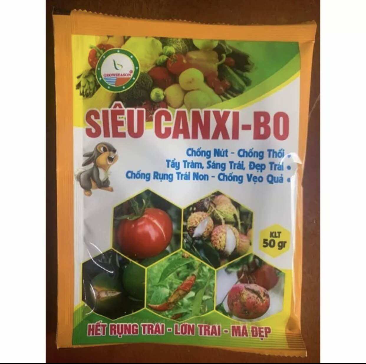 SIÊU CANXI ,Phân bón đạm canxi season cal , hết rụng trái , bổ sung canxi cho cây, gói 50gam