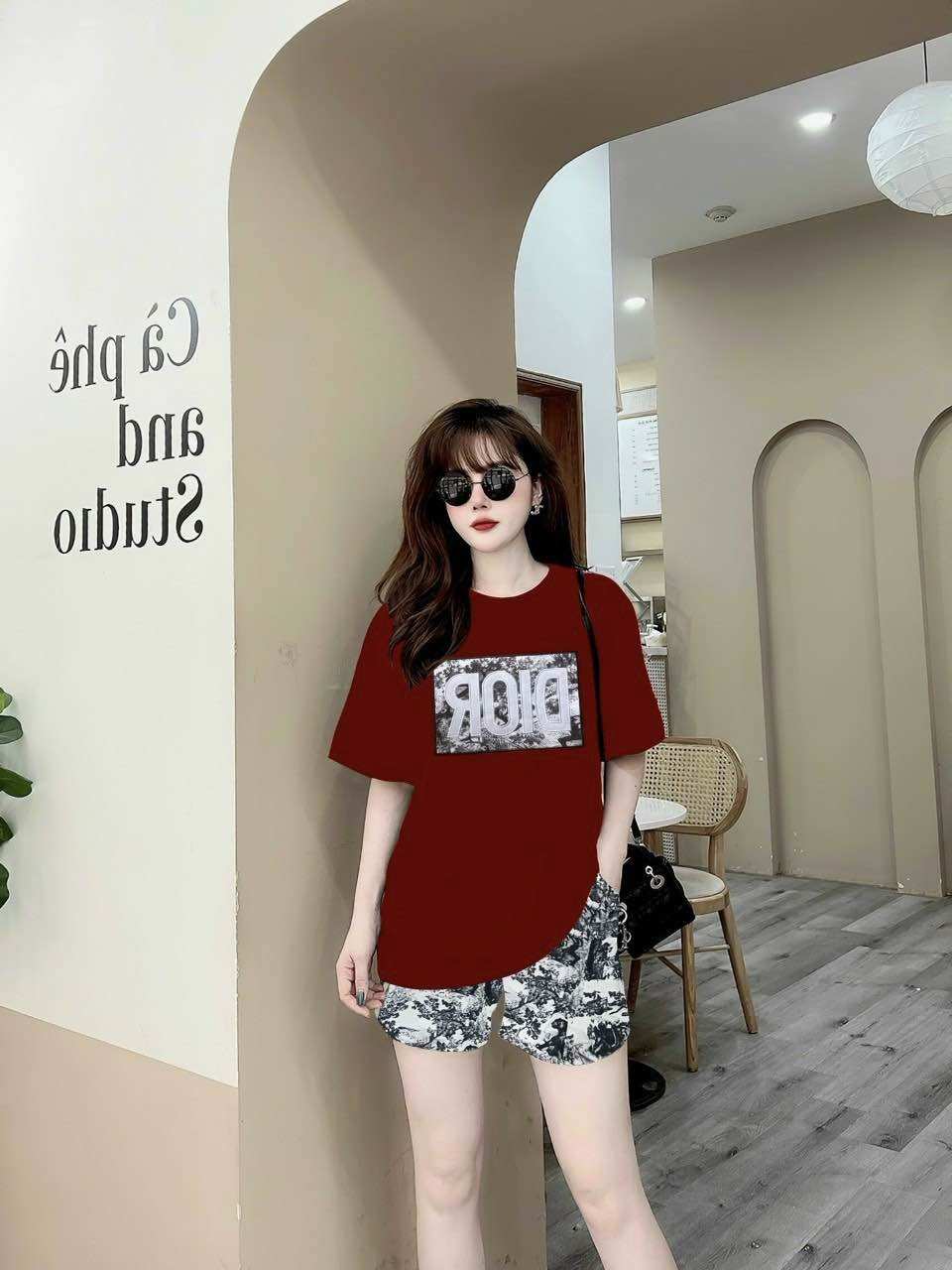 Sét bộ short cotton phối 3d thêu logo cao cấp