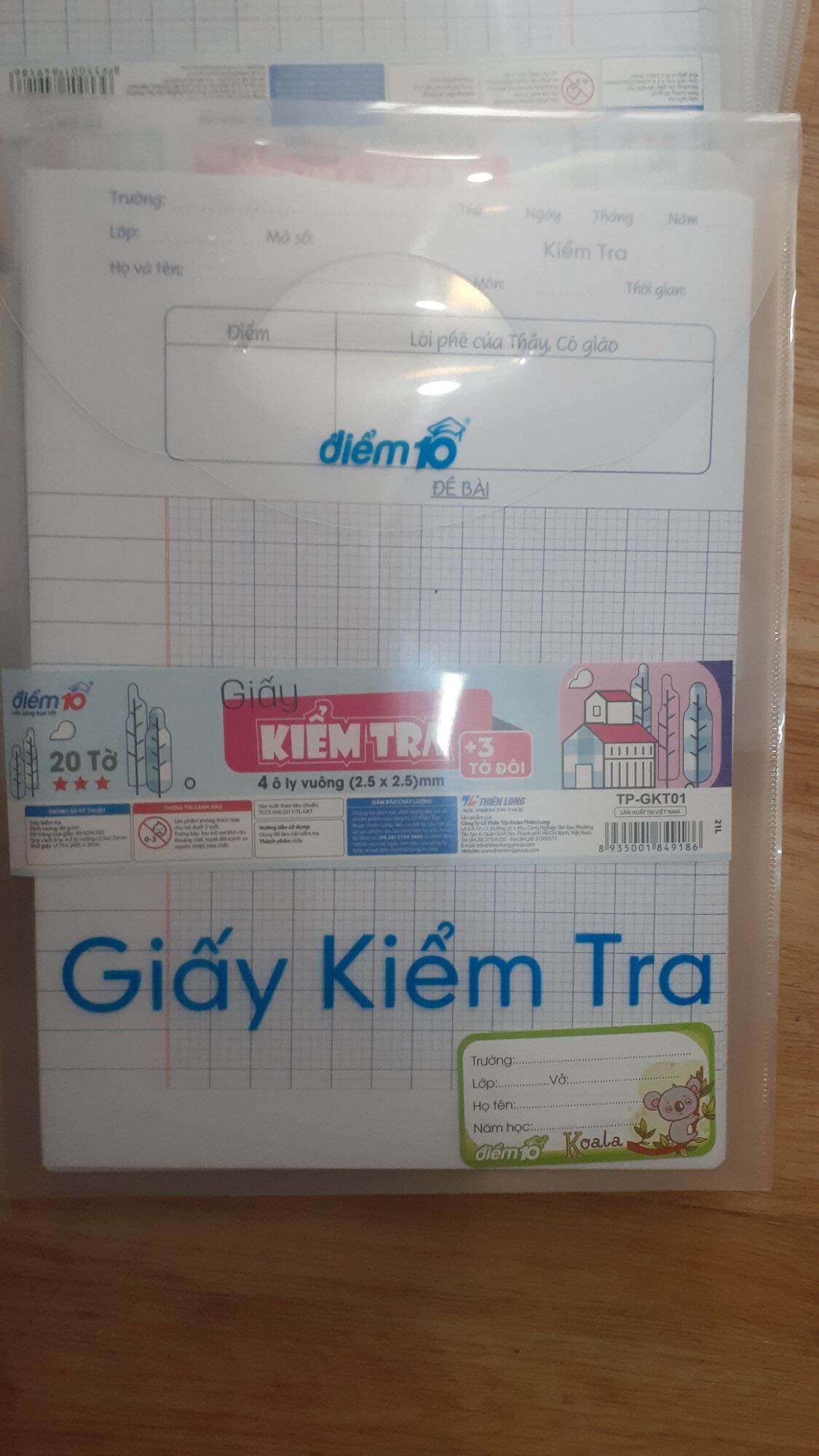 Giấy kiểm tra thiên long tp-gkt01 4 ô ly