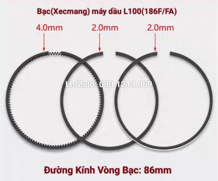 Pít tông bạc máy chạy dầu yanmar l100, piston xecmang séc măng máy dầu 186f 186fa,bít tông bạc xéc măng máy phát điện dầu máy cày xới 186f 186fa 6500 6700 5kw 5.5kw
